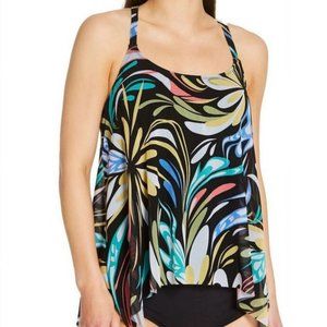 Coco Reef Retro Swirl Current Mesh Layer Tankini Swim Top